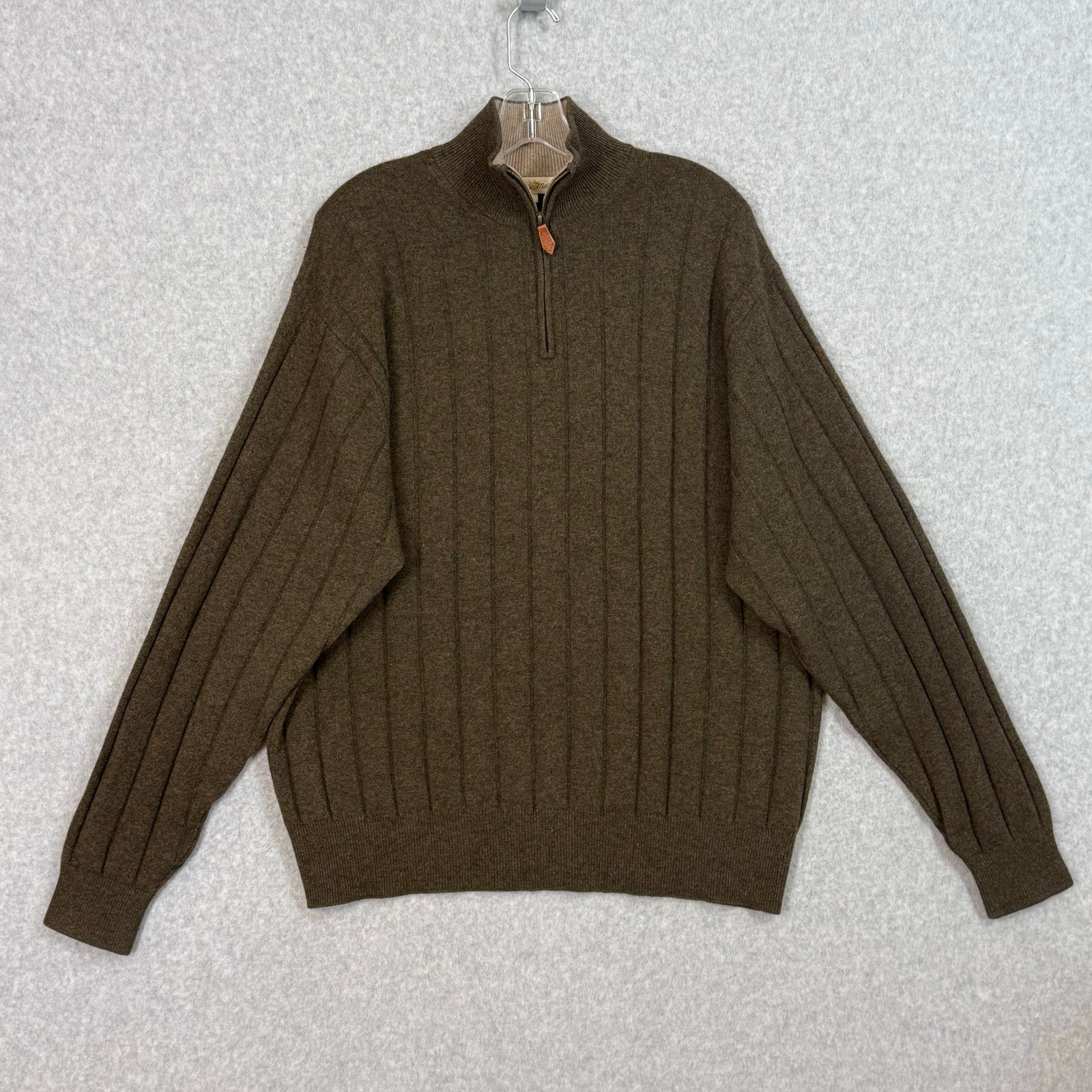 Peter Millar 100% Cashmere 1/4 Zip Pullover Sweater Size L Ribbed Quiet Luxury